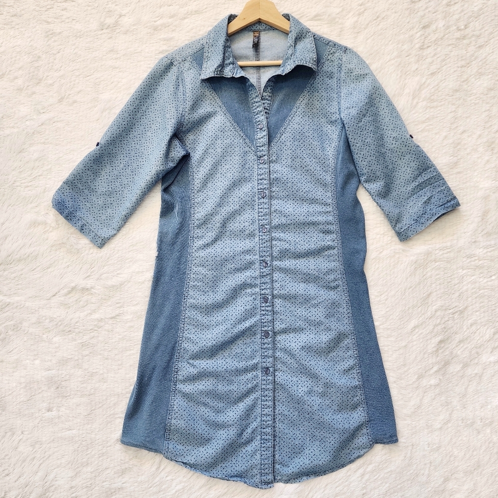 Lapis Chambray Cotton Shirt Dress